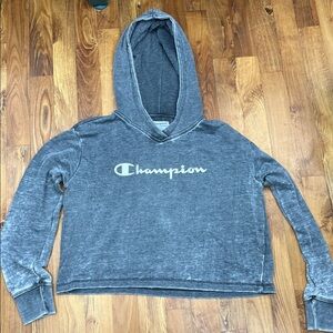 Champion Charcoal Gray Cropped Pullover Hoodie